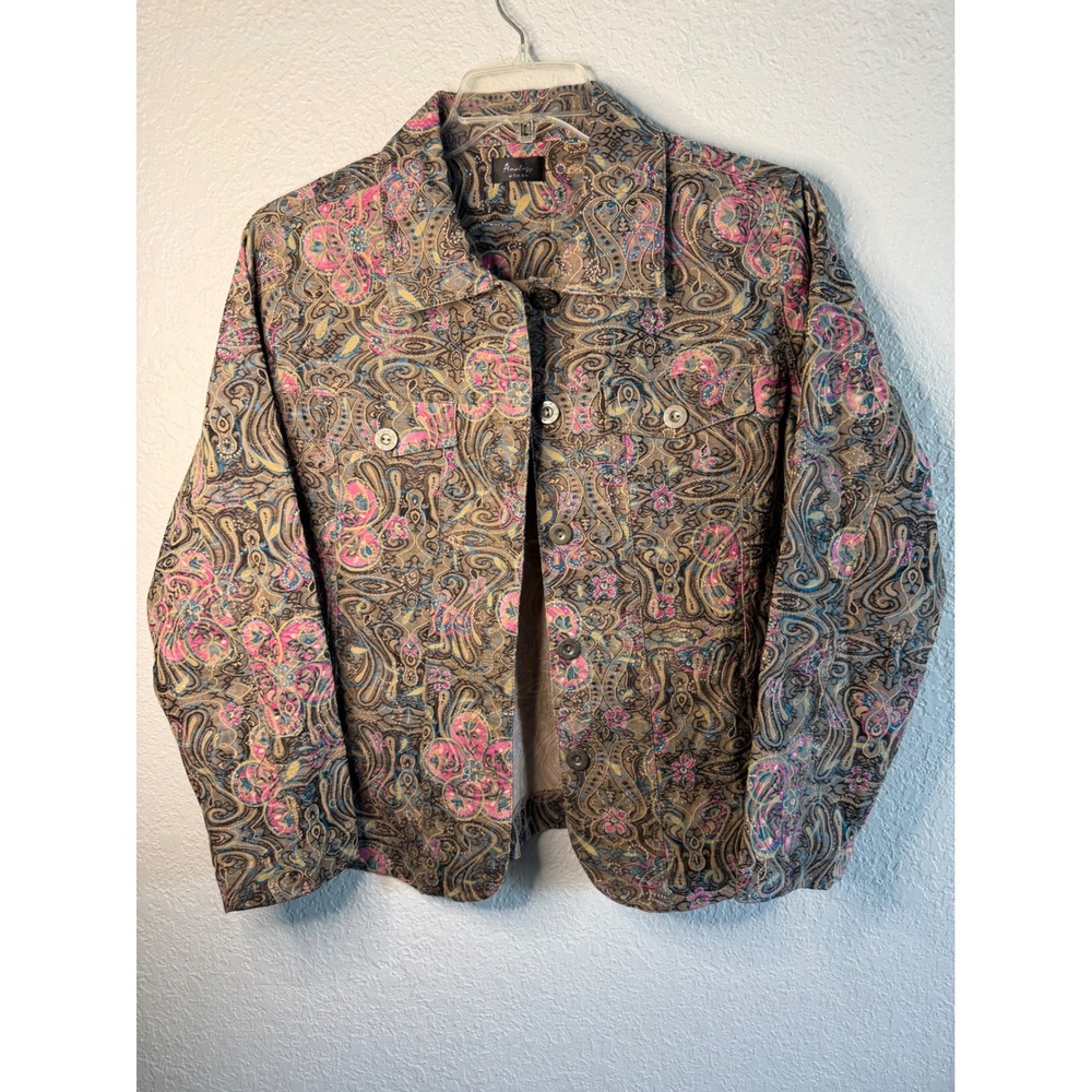 PAISLEY Analogy Woman Button Front Jacket Womens Large Multicolor Excellent